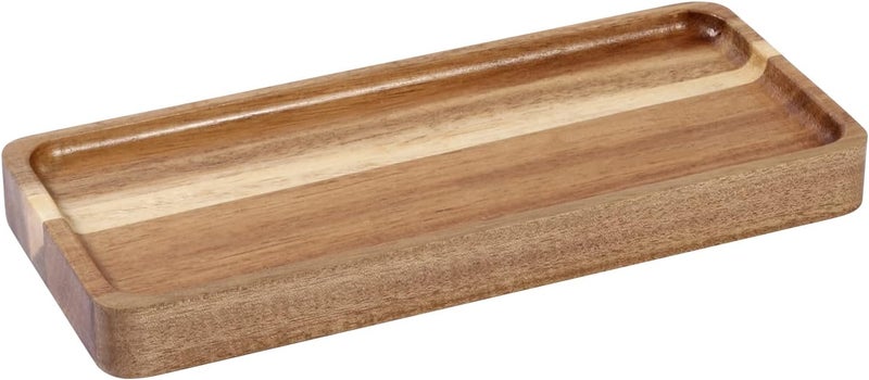 Janxin Vanity Tray, Bathroom Tray, Soap Dispenser Tray for Bathroom, Kitchen and Home Decor(Acacia-Medium) - Image 1
